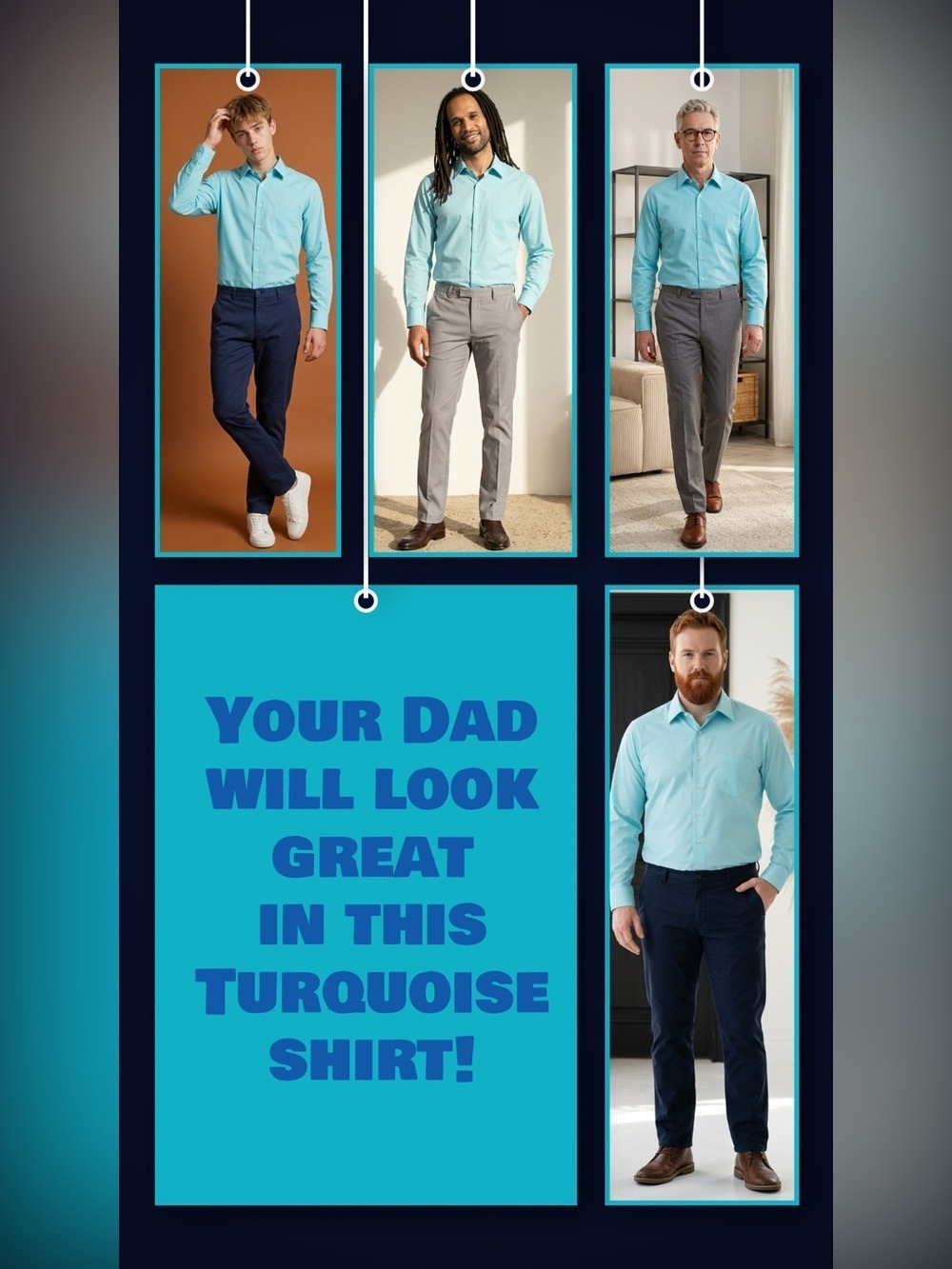 Bergamo NY Men's Turquoise Dress Shirt 18 1/2 34 2XL - Great Father's Day Gift!